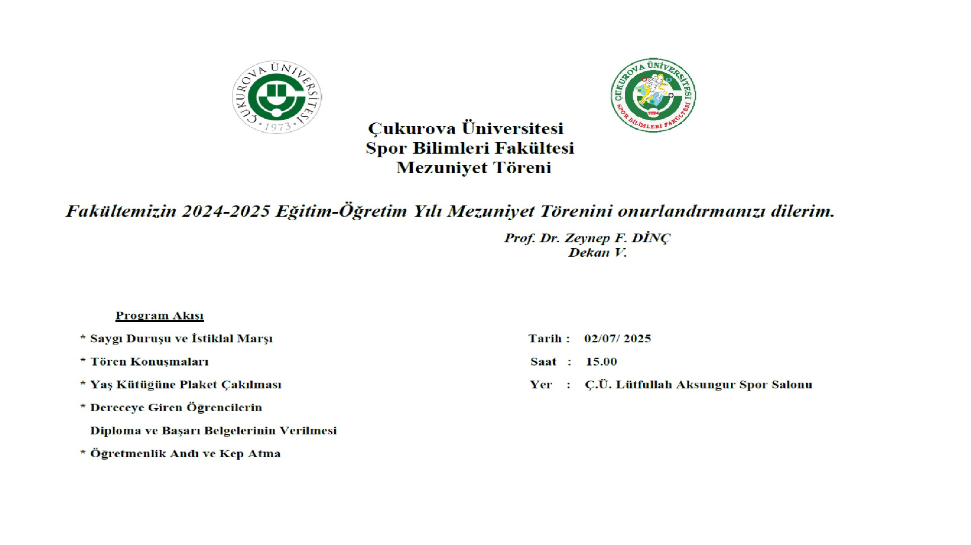 Fakültemizin 2024-2025 Eğitim-Öğretim Yılı Mezuniyet Törenini